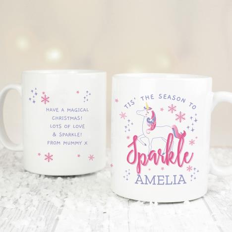 Personalised Unicorn Season to Sparkle Christmas Mug Extra Image 1